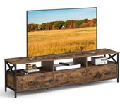 Mueble de TV, Mesa de TV de hasta 55 Pulgadas, Largo de 120 cm, con 2 Cajones y 2 Estantes Abiertos, 40 x 120 x 50 cm, para Salón, Dormitorio, Marco de Acero, Blanco LTV300B46