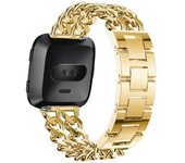 Suitable for Fitbit Versa Lite/Versa2 double row denim solid zinc alloy stainless steel chain strap