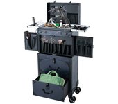 Makeup Rolling Train Case Large Storage Cosmetic Trolley Rolling Makeup Case & Universal Casters Blue
