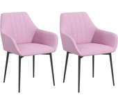 Pack de 2 Sillas de Comedor Sillas Decorativas Tapizadas en Lino Sillas de Cocina con Respaldo Reposabrazos y Patas de Metal para Salón 59,5x56,5x81 cm Azul