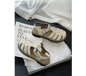 Fabric Rubber Buckle Strap Hoof Heels Low Sandals Woman Leather Low-heeled Slides Ho