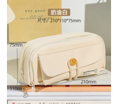 Three Layers Large Capacity Pencil Cases Fashion Solid Color Canvas Pencil Bags Student Teacher Stationery Back To School