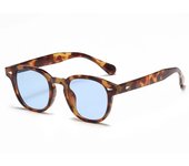Nuevas gafas de sol redondas Retro de calidad, moda para mujer, remaches, decoración, tonos UV400, gafas de sol Punk de leopardo para hombre
