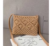 Round Straw Beach Bag Vintage Handmade Woven Shoulder Bag Raffia Circle Rattan Bags Bohemian Summer Vacation Casual Bags