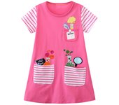 Summer Dress New Year 2024 Cotton Children Casual Vestidos Clothes Lovely for Kids 2-7 year