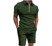 Men's po t t, short sleed T-t with tight   cor, waffle, casual, summer 2025
