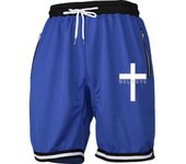 Pantalones de Baloncesto Cruzado para Hombres Línea de Malla de Secado Rápido Cintura Elástica