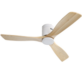 52 Inch Low Profile Ceiling Fan DC 3 Carved Wood Fan Blade Noiseless Reversible Motor Remote Control Without Light