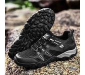 Zapatos de senderismo suaves para hombre, zapatillas de deporte de malla transpirable de verano, calzado de caminata negro claro, zapatos para caminar, zapatos para exteriores, zapatos de escalada para hombre