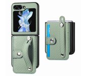 Funda de teléfono de cuero de fibra de carbono para Samsung Galaxy Z Flip 5, 4, 3, Flip5, Flip4, Flip3, cartera con soporte para