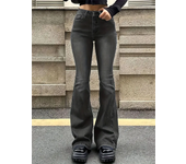 Women Flare Stretch Moustache Jeans Fashion Skinny Bell Bottom High Waist Gray Denim Pants Lady Classic Punk Long Trousers