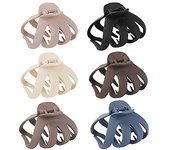 6 Pieces Big Claw Hair Clips for Thick Hair, 3.2'' Matte Octopus Large Clips Women and Girls, Neutral Jaw Strong Hold Jumbo Clip All Hair Types