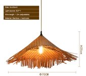 [1 año de garantía] Lámpara de mimbre tejida con arte de bambú TOMAX para B&B del sudeste asiático, restaurante rural chino, salón de té, sombrero de bambú zen, candelabro tejido de paja y ratán