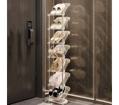Multi-layer Shoe Shelf Organizer Space Saving Stackable Shoe Storage Rack Transparent Detachable Skinny Shoe Stand Entry Door
