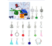 Kit DE FABRICACIÓN de pulseras de joyería con dijes DIY, calendario de adviento de Navidad, caja de regalo temática de Navidad p
