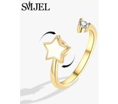 Luxury Crystal Star Moon Anxiety Ring Fidget Spinner Rings For Women Korean Butterfly Sunflower Ring Party Bague Anti Stress