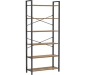 Estantería Alta de 6 Niveles, Librería con Marco de Acero, para Salón, Dormitorio, Oficina, 30 x 80 x 186 cm,