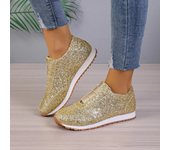 Zapatos planos informales de malla para mujer, zapatillas vulcanizadas con lentejuelas y cordones, deportivas para correr al aire libre, otoño