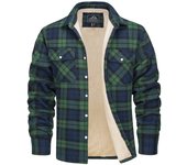 MAGCOMSEN Men's Fleece Plaid Flannel Shirt Cotton Jacket