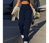 2024 Fashion Harajuku Cotton Linen Trousers Stretch Twill High Waisted Wide Leg Pants Casual Straight Leg Chino Clothes