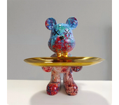 Bear statue with tray storage, animal handicraft resin sculpture, keys, sundries, snacks storage tray, table top decorations.
