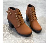 Martin botas hembra invierno cabeza redonda gruesa con botas cortas casual de tacón alto con cordones cremallera lateral moda ve