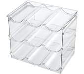 Botellero apilable de plástico para Nevera, Armario, encimera, Soporte para Botellas de Vino, Organizador de Botellas de Agua para Nevera, despensa, Capacidad para 4 Botellas