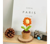 Hand Knitting Potted Plants Hand-woven Rose Sunflower Tulip Crochet Flower Auto Interior Accessories Car Decoration Ornaments