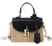 Straw Crossbody Bag for Women Hand Woven Shoulder Bag Leather Top Handle Small Boho Purse Rattan Beach Handbags