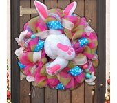 Easter Bunny Wreaths Decoration Pendant Decor Happy Easter Door Wreaths Floral Rabbit Doorplate Hanging Ornament