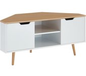 Mueble de TV, Cloruro de polivinilo, Roble y Blanco, L115cm