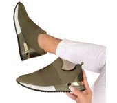 Zapatillas vulcanizadas de mujer, zapatillas casuales de malla, sin cordones, colores sólidos