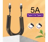 5A 66W Super Fast Spring Retractable Charging Cable 1-1.5M Type-C/Micro USB/PD Car Kit Charger Charge Line For iPhone Android