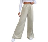Pantalones de mujer, pantalones de cintura alta de otoño e invierno, pantalones con dobladillo con abertura de color liso