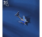 ZS 1 PC Colorful Butterfly Pendant Belly Button Ring Rhinestone Long Drop Pendant Belly Rings 14G Navel Barball Piercing Jewelry