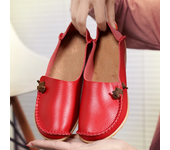 Zapatos de cuero plano para mujer, mocasines suaves, cómodos, de enfermería, de verano