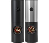 Molinillo Eléctrico automático para pimienta y sal, herramienta de cocina con luz LED, ajustable, sin aspereza