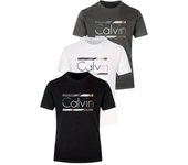 3pcs Hombres Impreso con estilo Casual de manga corta Camiseta de punto Set, perfecto para actividades al aire libre