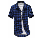 Green Plaid Shirt Men Shirts 2024 New Summer Fashion Mens Checkered Shirts Short Sleeve Shirt Men Blouse
