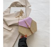 Hexagon Mulit Style Straw+leather Handbag Women Summer Rattan Bag Handmade Woven Beach Circle Bohemia Shoulder Bag