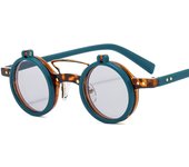 Nuevo marco redondo punk doble flip gafas de sol hombres y mujeres locomotora tendencia personalidad