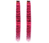 2Pcs Leopard Feather Hair Extensions Seamless Rainbow Colorful Hair Piece One Card Fake Hair Hanging Ear-dye Wig Women