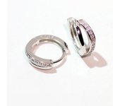 Pendientes de aro pequeños de plata de ley 925 para mujer, aros con bisagras huggie de doble línea creados con cristales austriacos con circonita cúbica