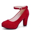 Spring Women Pumps ck Sweet Thick High Heels Ankle Strap Female Platform Classic Round Toe Dress Cute Shoes Ladies Footwear