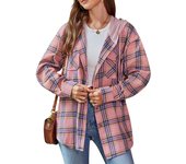 Women's casual spring and autumn hooded checkered shirt
