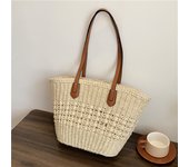 Large Capacity Hollowed Out Straw Weaving Women Beach Vacation Bag New Internet Red Handheld Grass Woven Tote Bag
