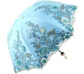 Honeystore Vintage Lace UV Sun Parasol Folding 3D Flower Embroidery Umbrella