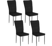 Comedor Pack de 4, Sillas Comedor Tapizadas, Respaldo Alto, Sillon Moderno de Cuero Artificial, Sillas Ergonómicas con Patas de Metal para Comedor, Dormitorio, Salón, Blanco, EZS23ws-4