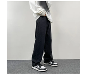 American high street black jeans men's loose straight leg wide leg pants trendy brand nine point long pants