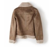 Chaqueta De Cuero De Imitación Para Mujer, Forro De Sherpa, Abrigo Cálido De Motorista Con Cuello De Piel